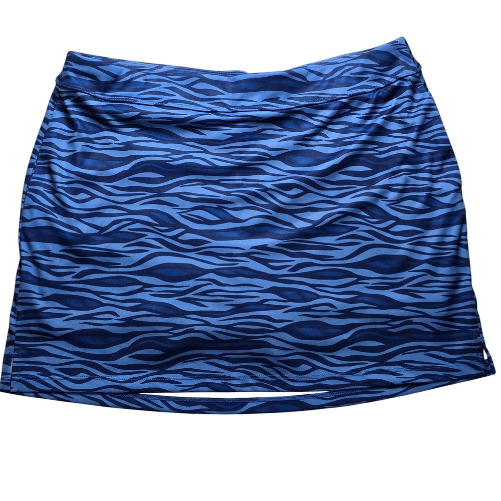 Greg Norman Women's Size XL Golf Skort Blue Black Wave Print Built-In Shorts